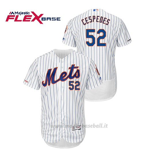 Maglia Baseball Uomo New York Mets Yoenis Cespedes 150th Aniversario Patch Autentico Flex Base Bianco